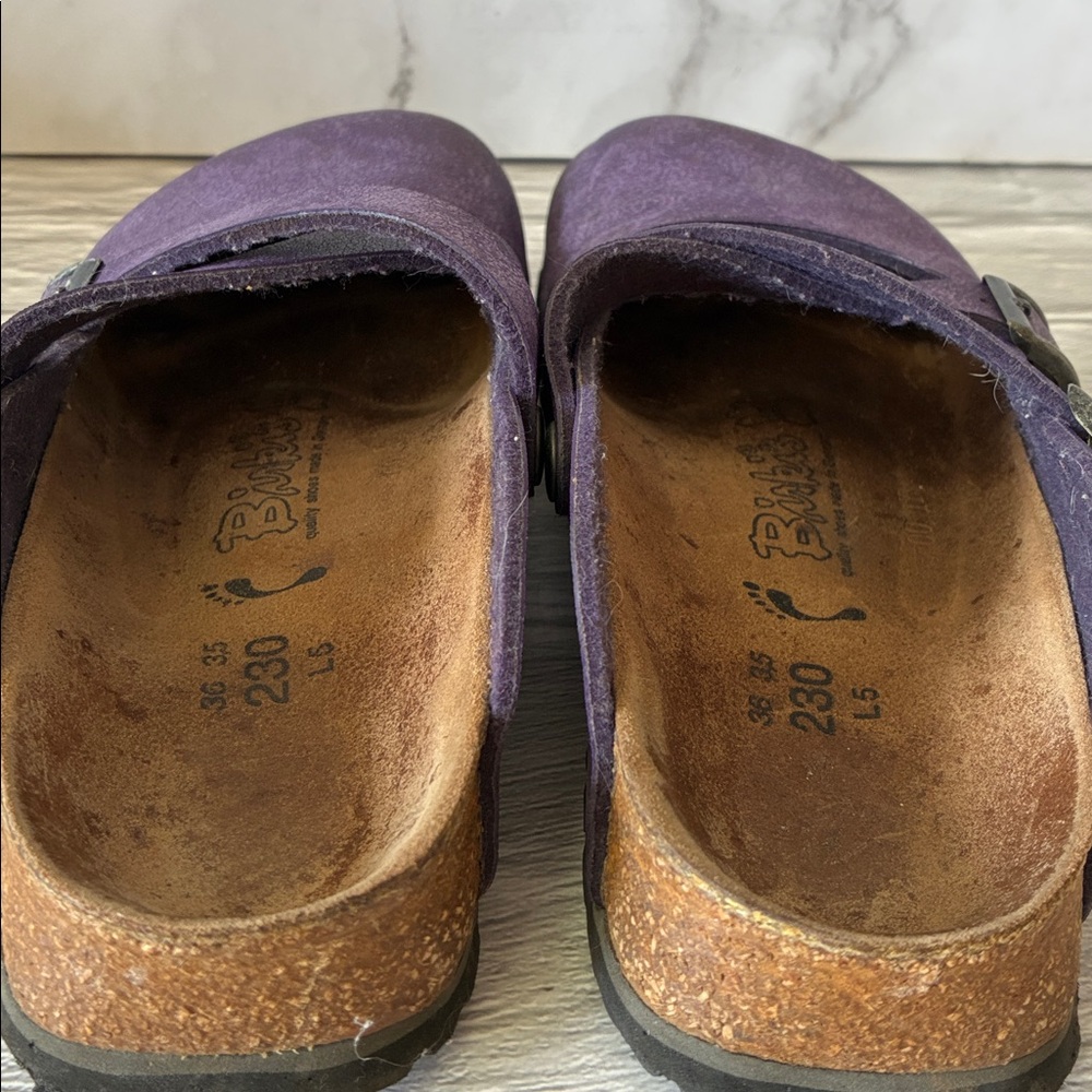 Birkenstock Birki's Dorian Purple Leather Crisscross Clogs Size 36 - Picture 7 of 13